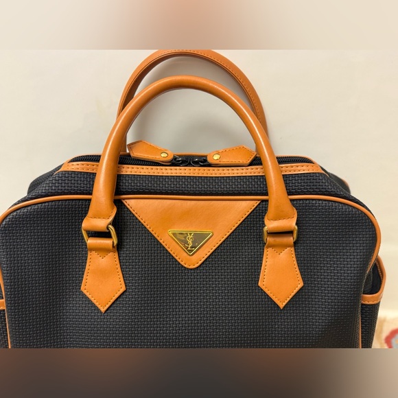 YVES SAINT LAURENT Vintage YSL PVC/Canvas Top Handle Boston Bag - Black/Brown - Picture 3 of 16